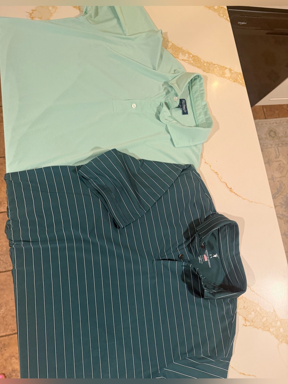 Fairway & Greene Dark Teal Striped Polo with Mint Green Companion